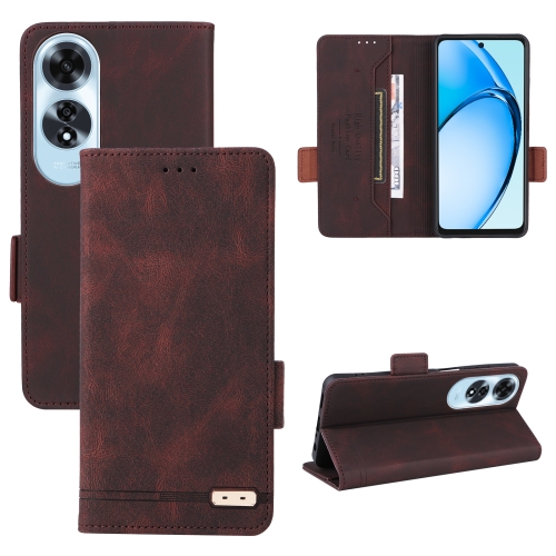 

For OPPO A60 Magnetic Clasp Leather Phone Case(Brown)