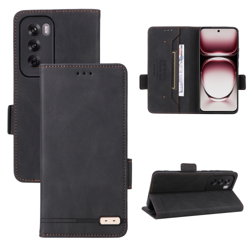 

For OPPO Reno12 Global Magnetic Clasp Leather Phone Case(Black)