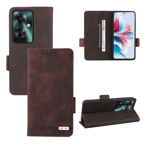 

For OPPO Reno11 PJH110 / Reno11 F 5G Magnetic Clasp Leather Phone Case(Brown)