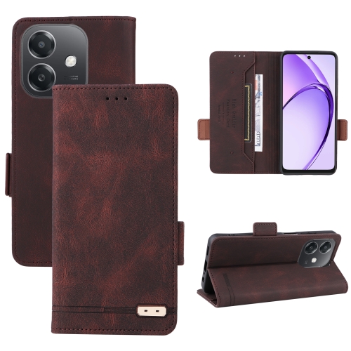 

For OPPO A3x 5G India Magnetic Clasp Leather Phone Case(Brown)