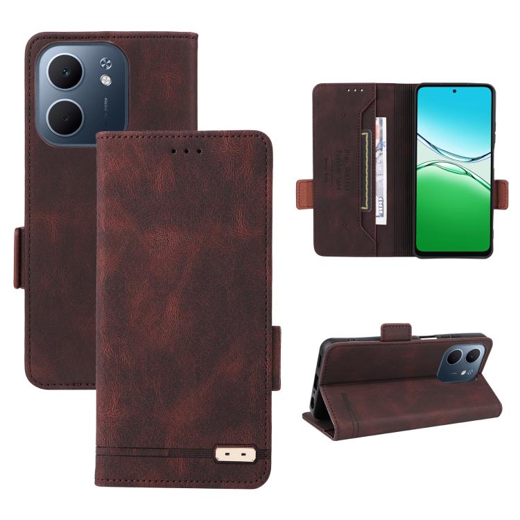 

For OPPO A5x 5G / 4G Global Magnetic Clasp Leather Phone Case(Brown)