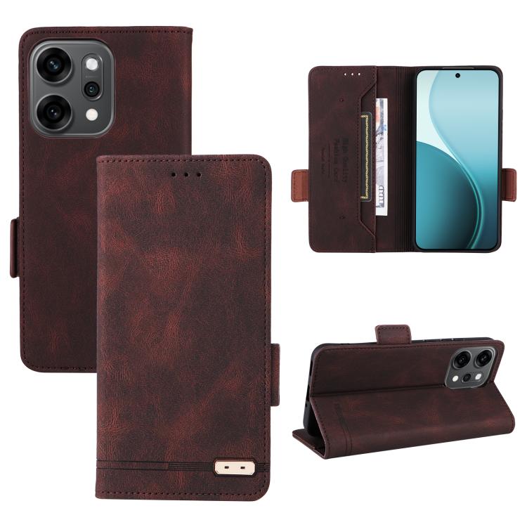 

For OPPO Reno14 Pro 5G Global Magnetic Clasp Leather Phone Case(Brown)