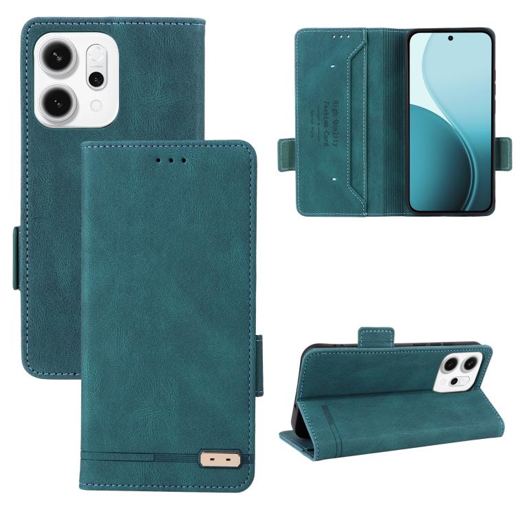 

For OPPO Reno14 F 5G / 4G Magnetic Clasp Leather Phone Case(Green)