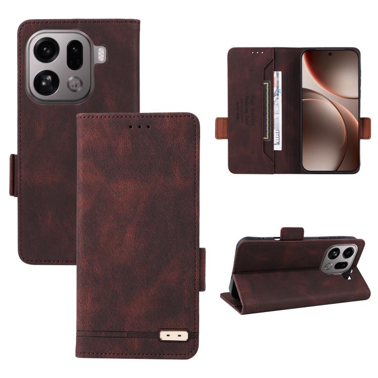 

For OPPO Find X9 Pro Magnetic Clasp Leather Phone Case(Brown)
