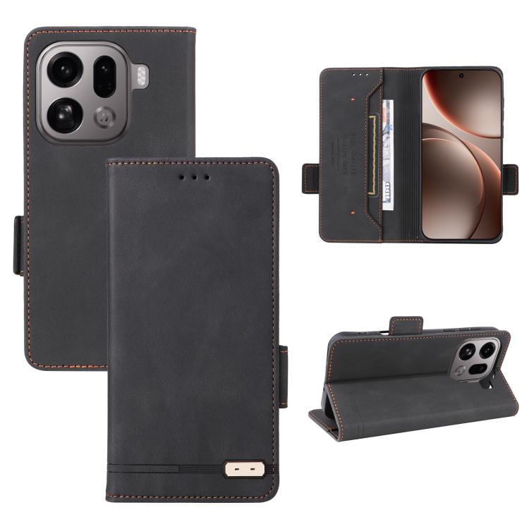 

For OPPO Find X9 Pro Magnetic Clasp Leather Phone Case(Black)
