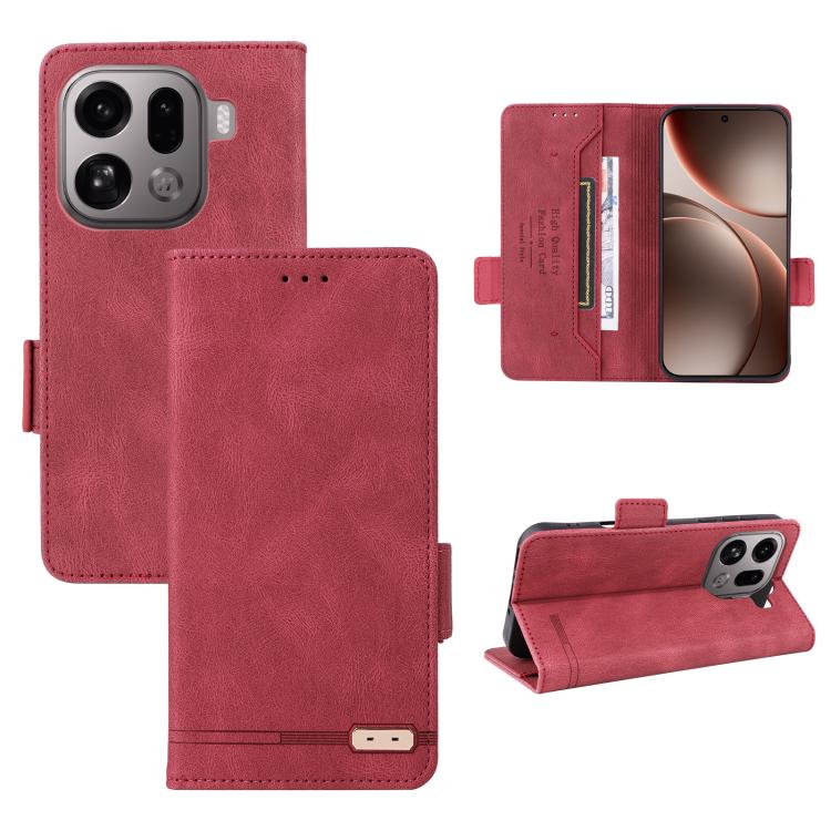 

For OPPO Find X9 Pro Magnetic Clasp Leather Phone Case(Red)