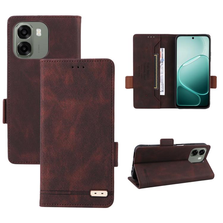 

For OPPO A6x 5G / 4G Magnetic Clasp Leather Phone Case(Brown)