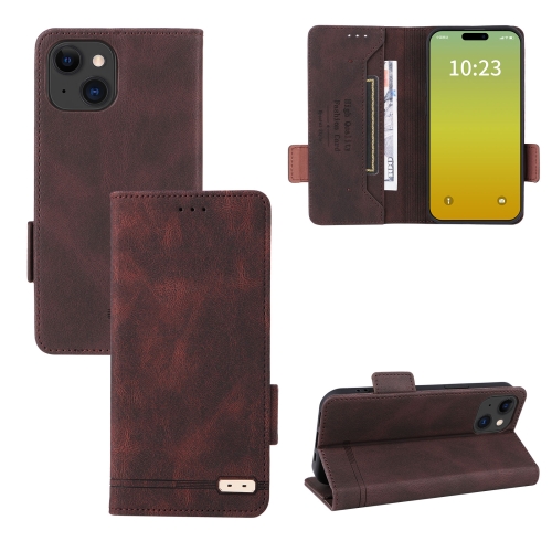 

For iPhone 15 Plus Magnetic Clasp Leather Phone Case(Brown)