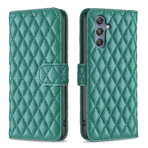 

For Samsung Galaxy M34 5G Diamond Lattice Wallet Flip Leather Phone Case(Green)