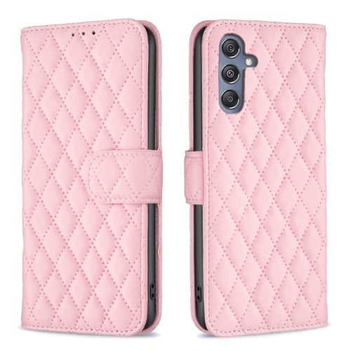 

For Samsung Galaxy M34 5G Diamond Lattice Wallet Flip Leather Phone Case(Pink)