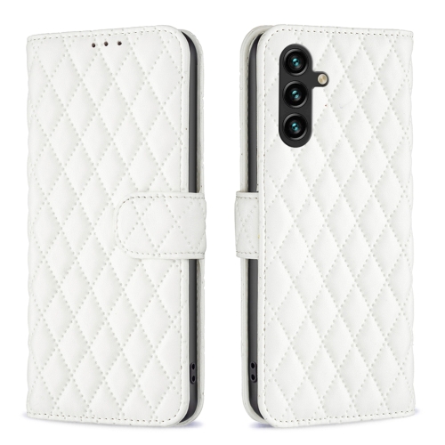 

For Samsung Galaxy A15 Diamond Lattice Wallet Flip Leather Phone Case(White)