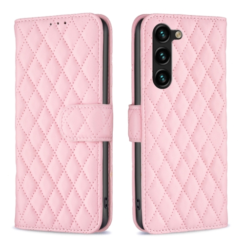 

For Samsung Galaxy S24+ 5G Diamond Lattice Wallet Flip Leather Phone Case(Pink)