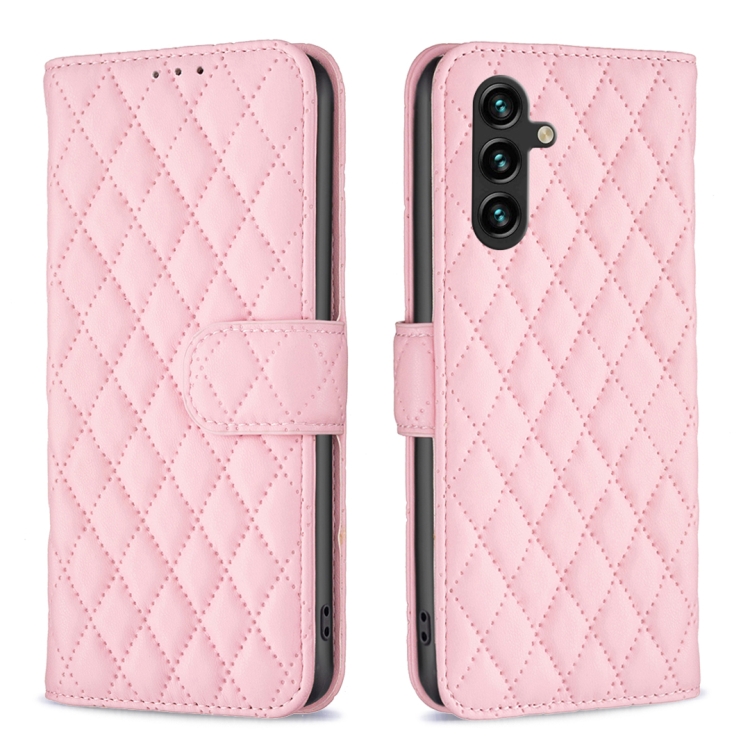 

For Samsung Galaxy A35 Diamond Lattice Wallet Flip Leather Phone Case(Pink)
