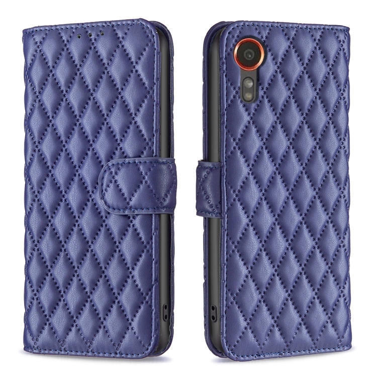 

For Samsung Galaxy Xcover 7 Diamond Lattice Wallet Flip Leather Phone Case(Blue)