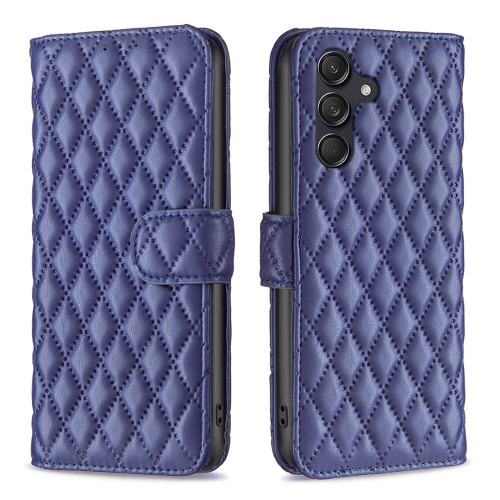 

For Samsung Galaxy M55 Diamond Lattice Wallet Flip Leather Phone Case(Blue)
