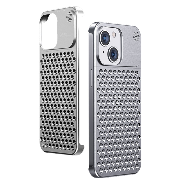 

For iPhone 14 Plus Aromatherapy Aluminum Alloy Cooling Phone Case(Silver)