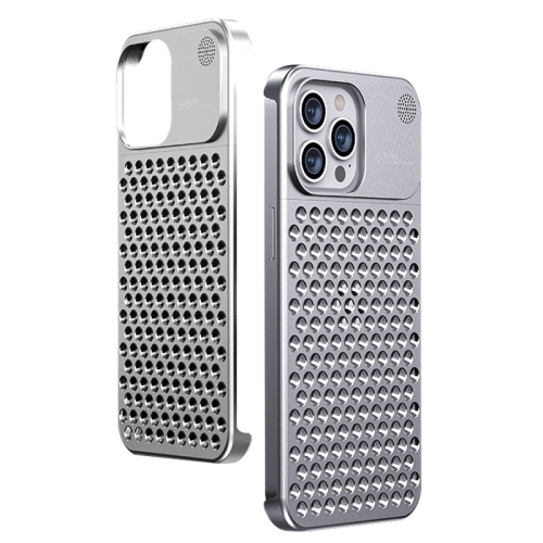 For iPhone 15 Pro Max Aromatherapy Aluminum Alloy Cooling Phone Case(Silver)