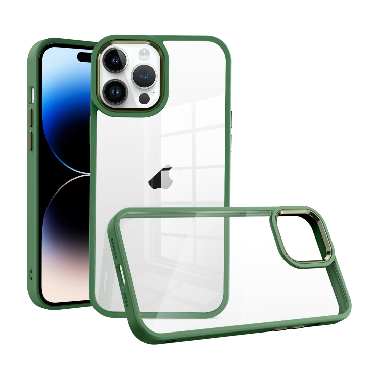 

For iPhone 15 Pro Macaron High Transparent PC Phone Case(Green)