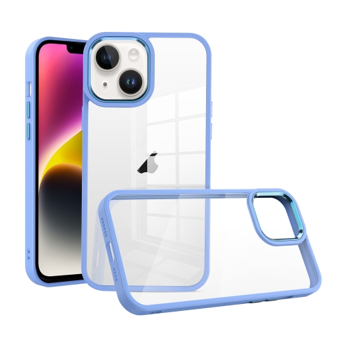 

For iPhone 14 Macaron High Transparent PC Phone Case(Light Blue)