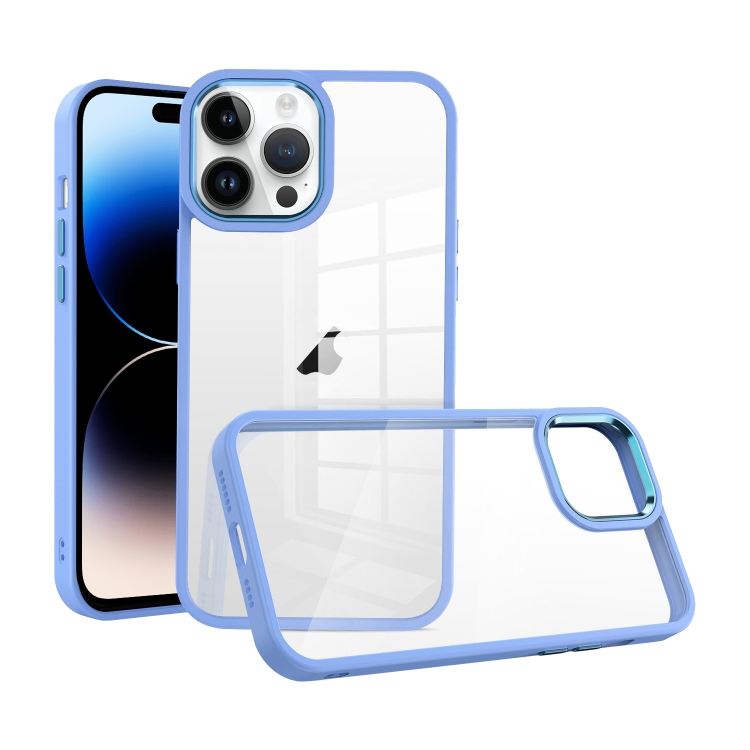 

For iPhone 14 Pro Macaron High Transparent PC Phone Case(Light Blue)