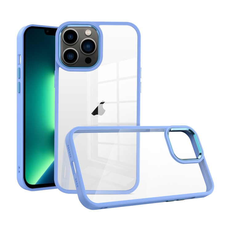 

For iPhone 13 Pro Max Macaron High Transparent PC Phone Case(Light Blue)