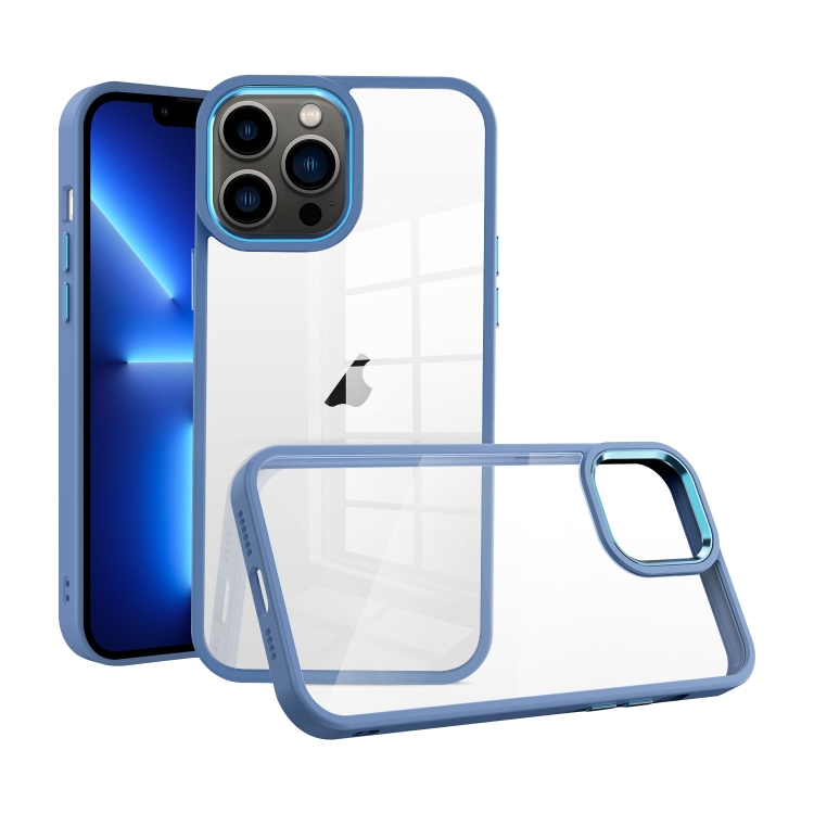 

For iPhone 13 Pro Macaron High Transparent PC Phone Case(Blue)