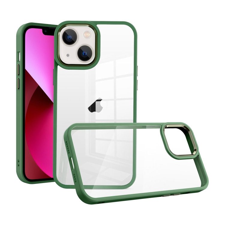 

For iPhone 13 Macaron High Transparent PC Phone Case(Green)