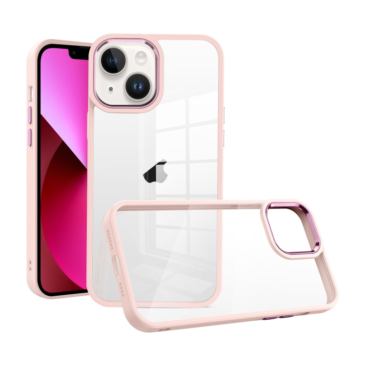 

For iPhone 13 Macaron High Transparent PC Phone Case(Pink)