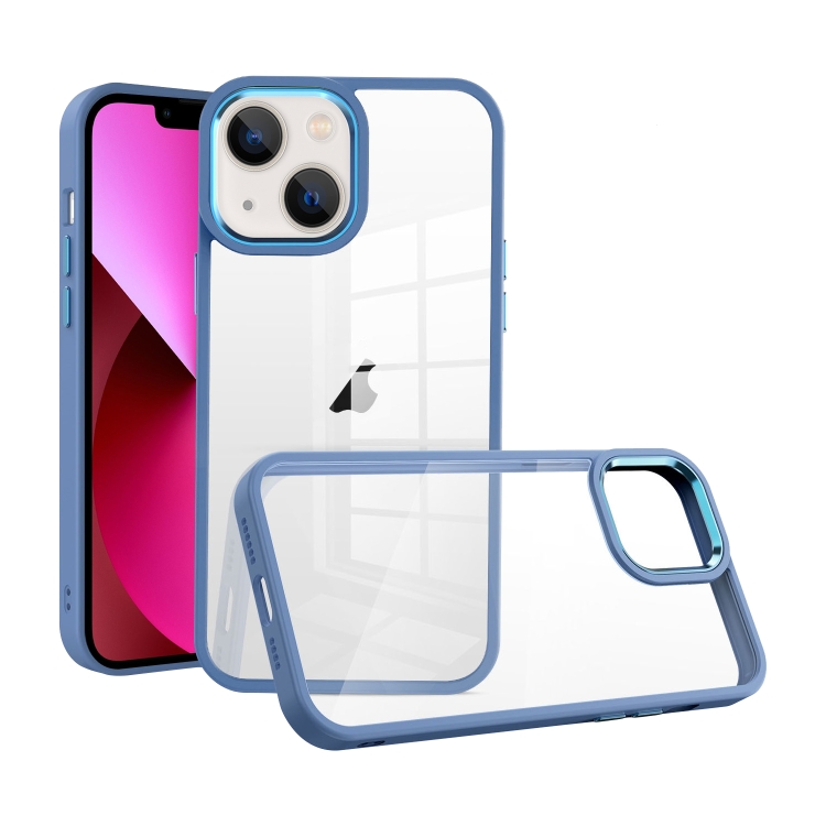 

For iPhone 13 Macaron High Transparent PC Phone Case(Blue)