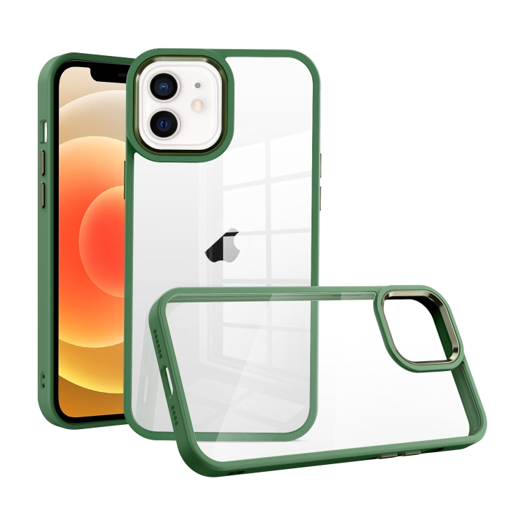 

For iPhone 12 Macaron High Transparent PC Phone Case(Green)