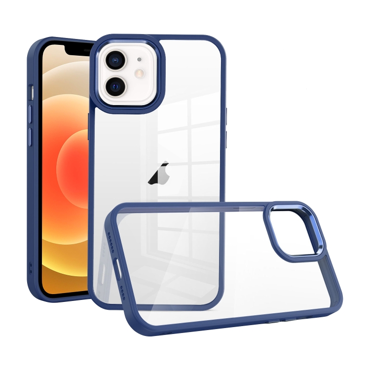 

For iPhone 12 Macaron High Transparent PC Phone Case(Navy Blue)