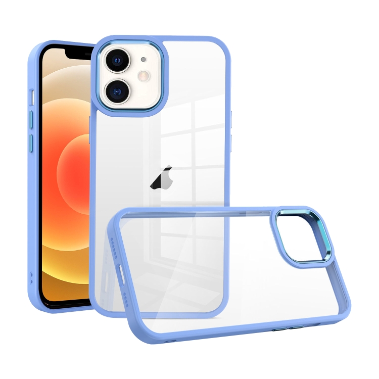 

For iPhone 12 Macaron High Transparent PC Phone Case(Light Blue)