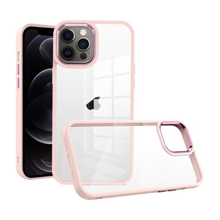 

For iPhone 12 Pro Macaron High Transparent PC Phone Case(Pink)