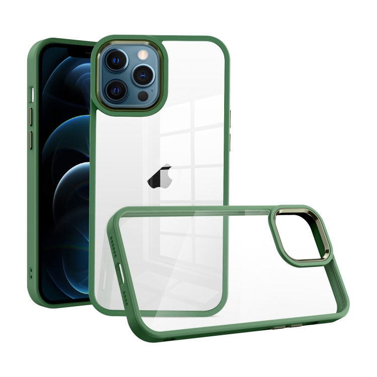 

For iPhone 12 Pro Max Macaron High Transparent PC Phone Case(Green)