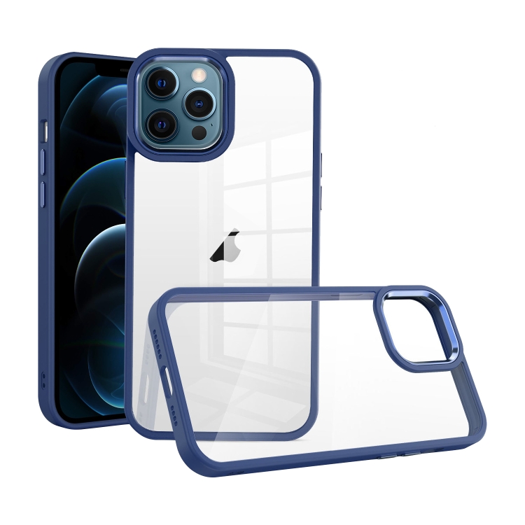 

For iPhone 12 Pro Max Macaron High Transparent PC Phone Case(Navy Blue)