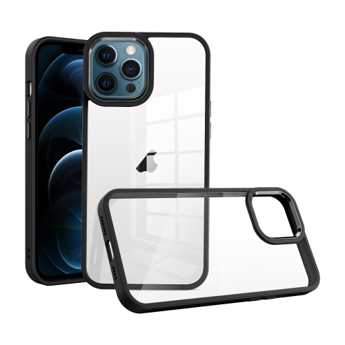 

For iPhone 12 Pro Max Macaron High Transparent PC Phone Case(Black)