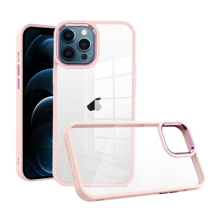 

For iPhone 12 Pro Max Macaron High Transparent PC Phone Case(Pink)