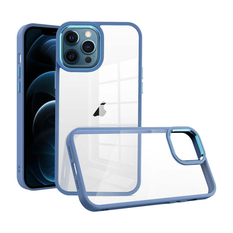 

For iPhone 12 Pro Max Macaron High Transparent PC Phone Case(Blue)