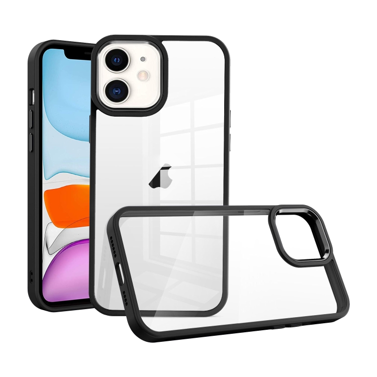 

For iPhone 11 Macaron High Transparent PC Phone Case(Black)