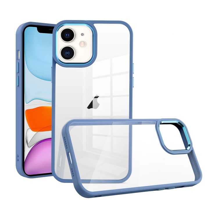 

For iPhone 11 Macaron High Transparent PC Phone Case(Blue)