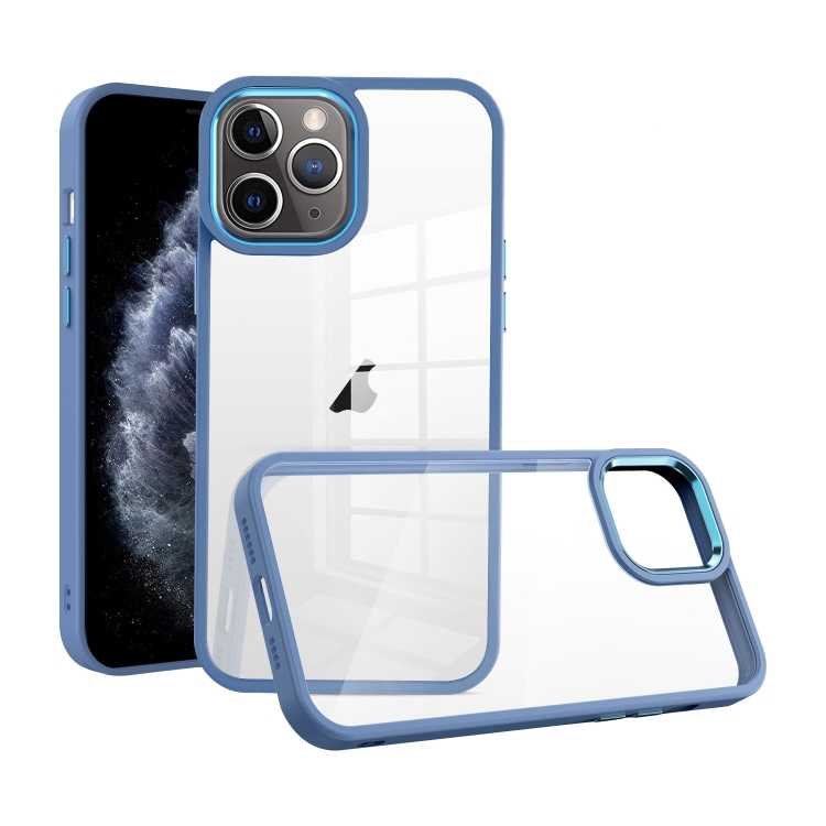 

For iPhone 11 Pro Macaron High Transparent PC Phone Case(Blue)
