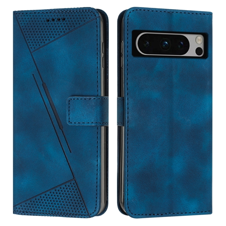 

For Google Pixel 8 Pro Dream Triangle Leather Phone Case with Lanyard(Blue)