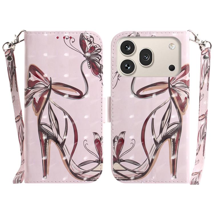 For Honor 600 Global / 600 Pro Global 3D Colored Flip Leather Phone Case(Butterfly High-heeled)