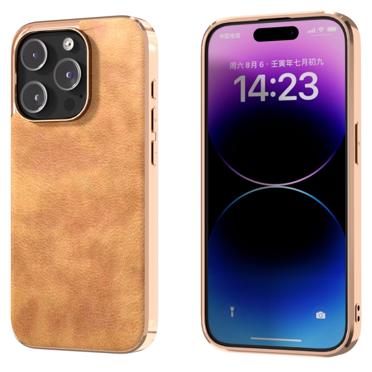 

For iPhone 14 Pro Max Retro Litchi Texture PU Phone Case(Brown)