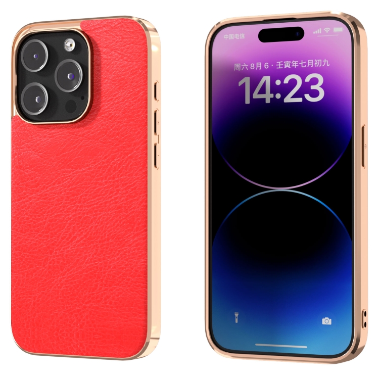 

For iPhone 14 Pro Max Retro Litchi Texture PU Phone Case(Red)