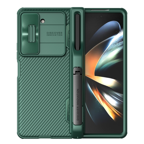 

For Samsung Galaxy Z Fold5 NILLKIN Black Mirror Series Camshield PC Phone Case with Pen Slot(Green)