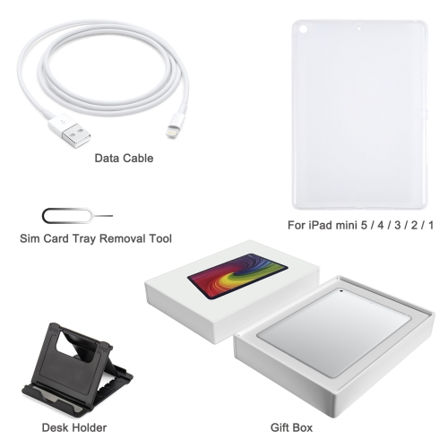 

[HK Warehouse] For iPad mini 5 / 4 / 3 / 2 / 1 TPU Case + Desk Holder + Data Cable + Sim Card Tray Removal Tool Accessories + Gift Box Set