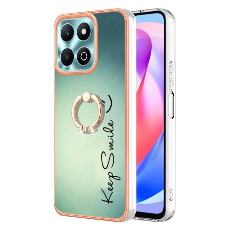 

For Honor X6b Electroplating Dual-side IMD Phone Case with Ring Holder(Smile)