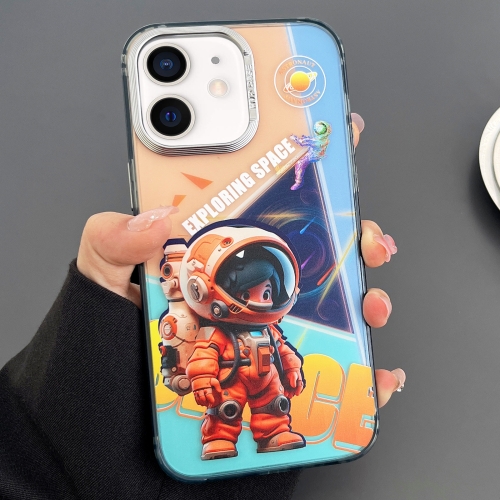 

For iPhone 11 Engraved Colorful Astronaut Phone Case(Triangle Bottom)