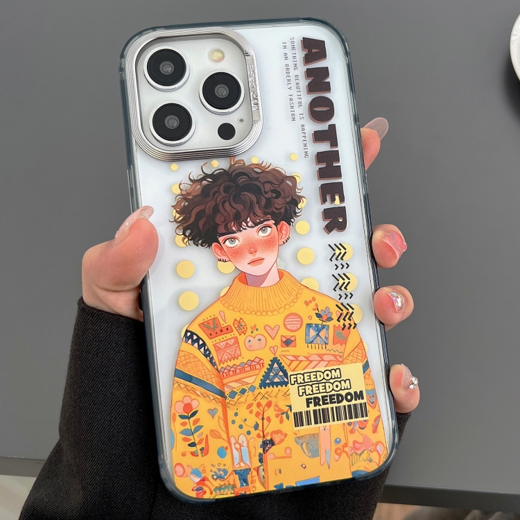 

For iPhone 13 Pro Engraved Colorful Cartoon Phone Case(Trendy Boy)
